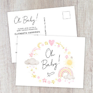 Boho Rainbow Waterverf Baby Girl Shower Uitnodiging Briefkaart