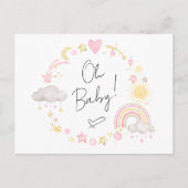 Boho Rainbow Waterverf Baby Girl Shower Uitnodiging Briefkaart (Voorkant)