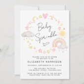 Boho Rainbow Waterverf Baby Girl Sprinkle Kaart (Voorkant)