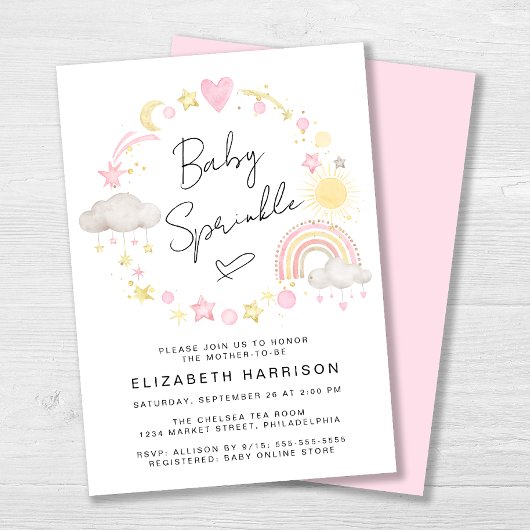 Boho Rainbow Waterverf Baby Girl Sprinkle Kaart