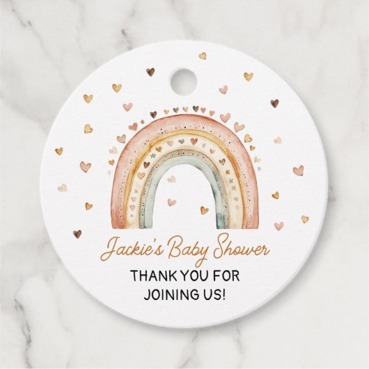 Boho Rainbow Waterverf Baby shower Bedankjes Labels (Voorkant)