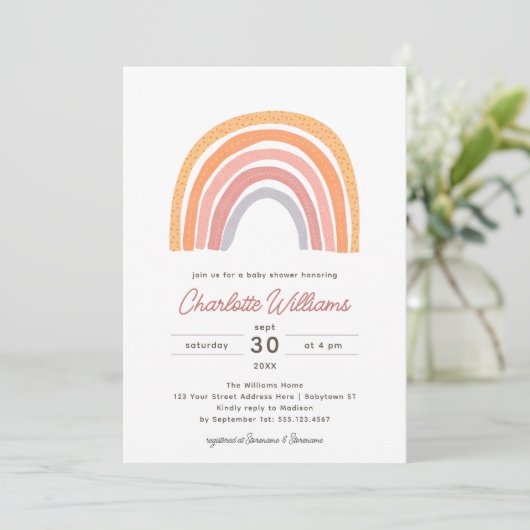 Boho Rainbow Waterverf Baby shower Kaart (Staand voorkant)