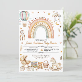 Boho Rainbow Waterverf Baby shower Kaart