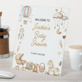 Boho Rainbow Waterverf Baby shower Reclamebord Met Voetstuk (Insitu)