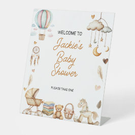 Boho Rainbow Waterverf Baby shower Reclamebord Met Voetstuk