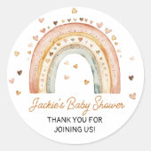 Boho Rainbow Waterverf Baby shower Ronde Sticker (Voorkant)