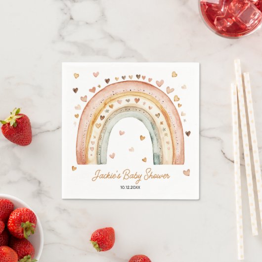 Boho Rainbow Waterverf Baby shower Servet (Insitu)