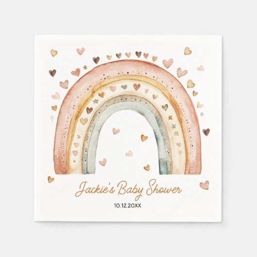 Boho Rainbow Waterverf Baby shower Servet (Voorkant)