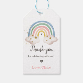 Boho Rainbow Waterverf Birthday Favor Dank je Cadeaulabel