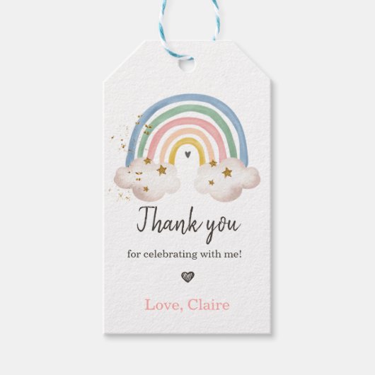Boho Rainbow Waterverf Birthday Favor Dank je Cadeaulabel (Voorkant)