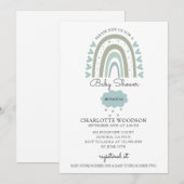 Boho Rainbow Waterverf Blue Baby Boy Shower Kaart (Voorkant / Achterkant)