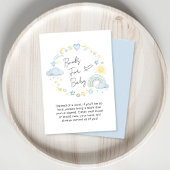 Boho Rainbow Waterverf Blue Books for Baby shower Informatiekaartje