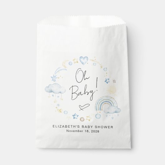 Boho Rainbow Waterverf Boy Baby shower Bedankzakje (Voorkant)