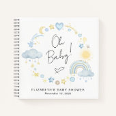 Boho Rainbow Waterverf Boy Baby shower Gastenboek Notitieboek (Voorkant)