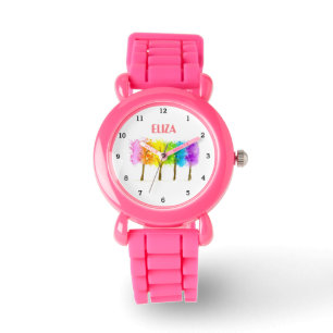 Boho Rainbow Waterverf Cute Girls Pink Kinder Watc Horloge