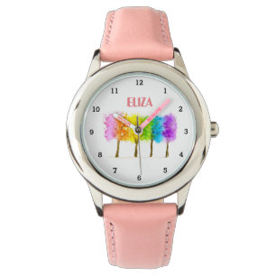 Boho Rainbow Waterverf Cute Girls Pink Kinder Watc Horloge