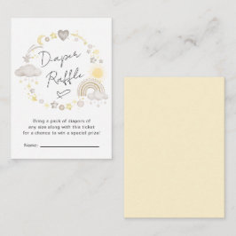 Boho Rainbow Waterverf Diaper Raffle Baby shower Informatiekaartje