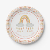 Boho Rainbow Waterverf Dragonfly Baby shower Papieren Bordje (Voorkant)