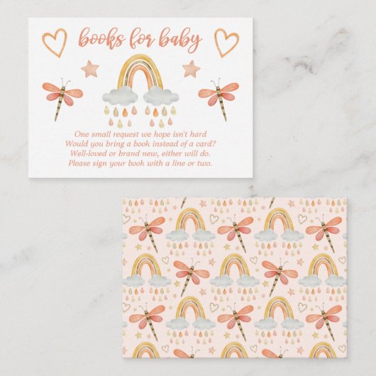 Boho Rainbow Waterverf Dragonfly Books for Baby Informatiekaartje (Voorkant / Achterkant)