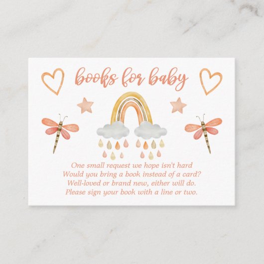 Boho Rainbow Waterverf Dragonfly Books for Baby Informatiekaartje (Voorkant)