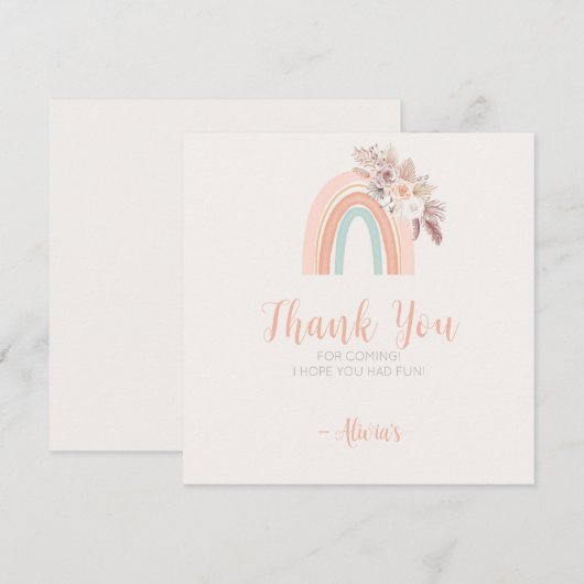 Boho Rainbow Waterverf Eerste Verjaardag Dank u Bedankkaart (Voorkant / Achterkant)