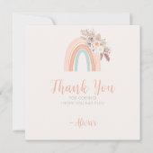 Boho Rainbow Waterverf Eerste Verjaardag Dank u Bedankkaart (Voorkant)