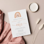 Boho Rainbow Waterverf Girl First Birthday Kaart