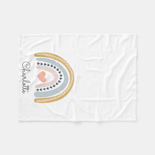 Boho Rainbow Waterverf Nursery Fleece Deken (Voorkant (Horizontaal))