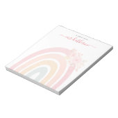 Boho Rainbow Waterverf Roze Floral Teacher's Notitieblok (Linkerzijde)