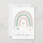 Boho Rainbow Waterverf Sage Green Bedankkaart (Voorkant)