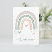 Boho Rainbow Waterverf Sage Green Bedankkaart (Staand voorkant)