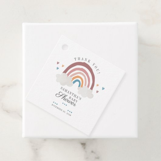 Boho Rainbow Waterverf Script Baby shower Bedankjes Labels (In situ)