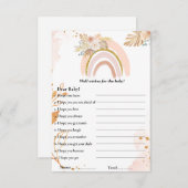 Boho Rainbow wenst voor het baby shower spel Kaart (Voorkant / Achterkant)