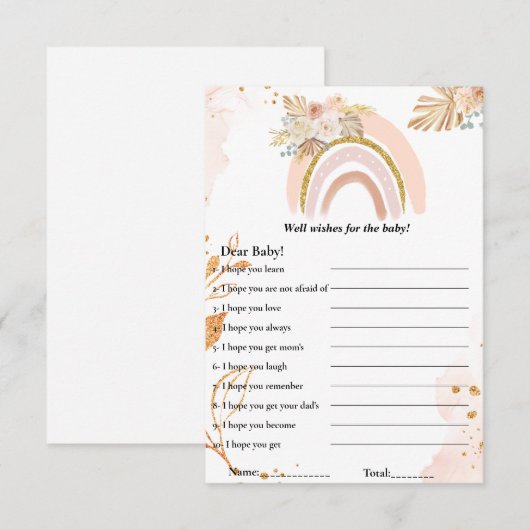 Boho Rainbow wenst voor het baby shower spel Kaart (Voorkant / Achterkant)