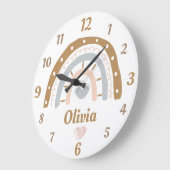 Boho rainbow whimsical-gepersonaliseerde naam grote klok (Hoek)