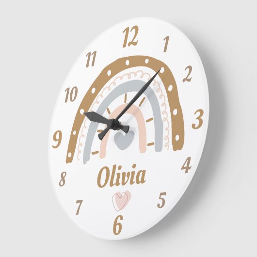 Boho rainbow whimsical-gepersonaliseerde naam grote klok (Hoek)