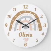 Boho rainbow whimsical-gepersonaliseerde naam grote klok (Voorkant)