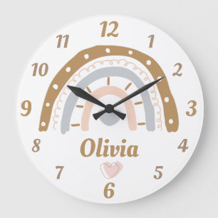 Boho rainbow whimsical-gepersonaliseerde naam grote klok