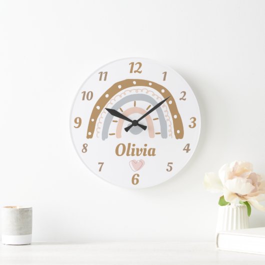 Boho rainbow whimsical-gepersonaliseerde naam grote klok (Huis)