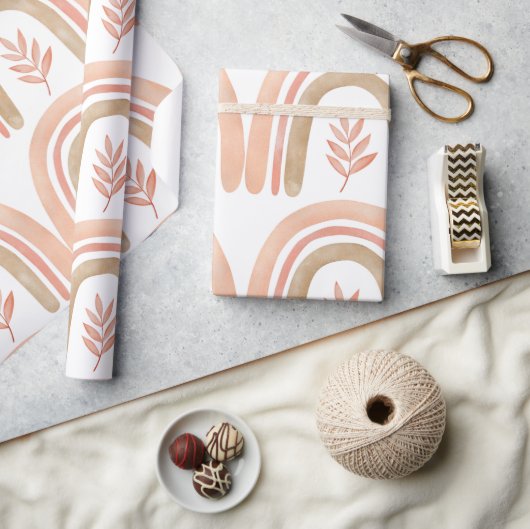 Boho Rainbow White, roze en groene meisjes Cadeaupapier (Crafts)