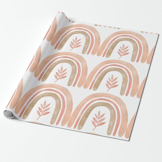 Boho Rainbow White, roze en groene meisjes Cadeaupapier (Uitgerold)