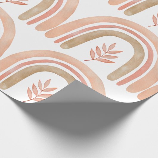 Boho Rainbow White, roze en groene meisjes Cadeaupapier (Hoek)