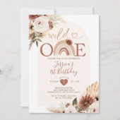 Boho Rainbow Wild One Birthday Pampas Grass Kaart (Voorkant)