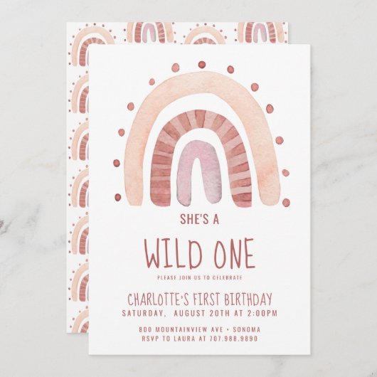 Boho Rainbow Wild Op een dag Kaart (Voorkant / Achterkant)