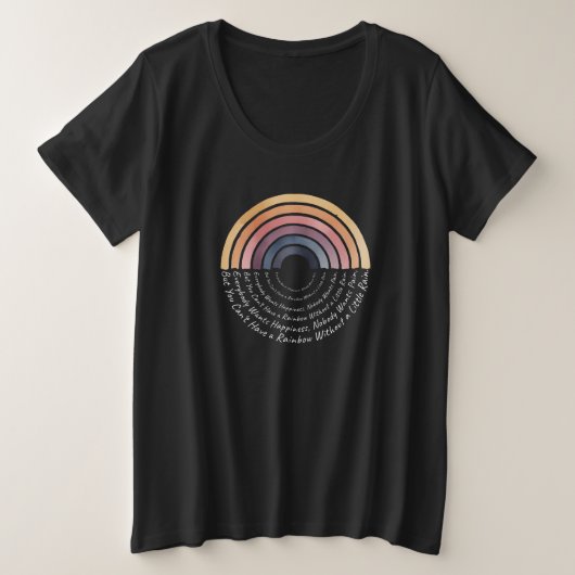 Boho Rainbow Wisdom: Happiness & Rain Quote Art Grote Maat T-shirt (Design voorkant)