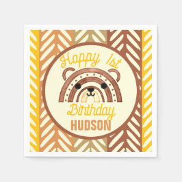 Boho Rainbow Woodland Beer Retro Happy Birthday Servet