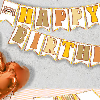 Boho Rainbow Woodland Beer Retro Happy Birthday Vlaggetjes