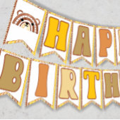 Boho Rainbow Woodland Beer Retro Happy Birthday Vlaggetjes