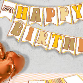 Boho Rainbow Woodland Beer Retro Happy Birthday Vlaggetjes