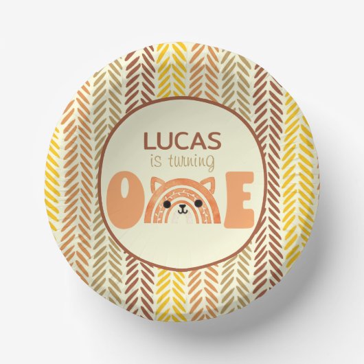 Boho Rainbow Woodland Fox First Birthday Papieren Kommen (Voorkant)